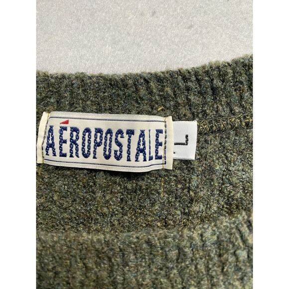 Vintage Aeropostale Sweater Mens Large Crewneck Cotton Pullover Green USA 90s - Picture 2 of 10